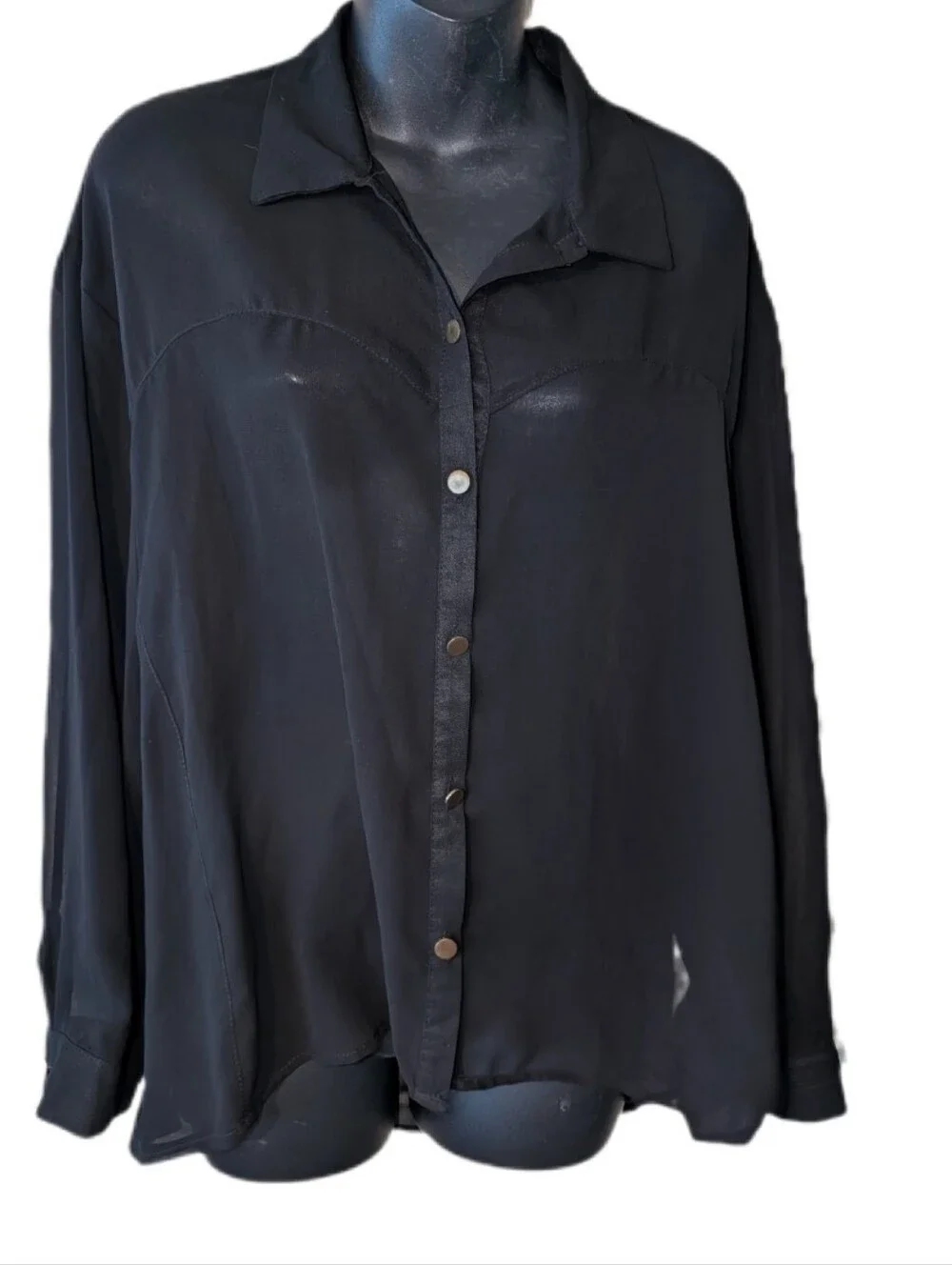 Sheer Black Blouse Size M/L